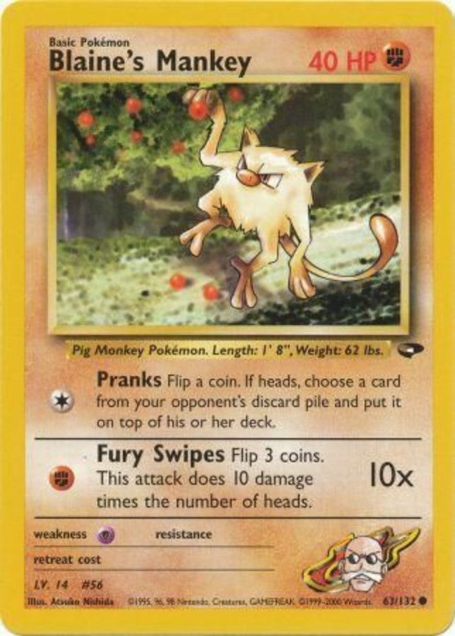 Pokemon - Gym Challange - Brock's Mankey 63/132 - Condition (NM)
