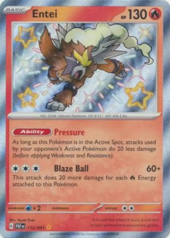 Pokemon - Paldean Fates - Entei 112/091 - Condition (MINT)