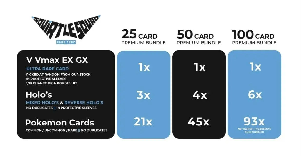 Pokemon Premium Card Lot V , GX , EX or Vmax Guarantee Squirtle Squad Card Shop.