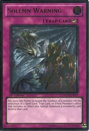 Solemn Warning (UTR) (DREV-EN077) - Duelist Revolution Unlimited Duelist Revolution Yugioh Single Squirtle Squad Card Shop.