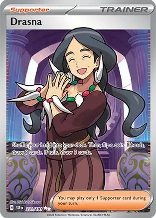 Drasna 231/191 - Holofoil SV08 Surging Sparks - Ultra Rare SV08: Surging Sparks Pokemon Single Squirtle Squad Card Shop.