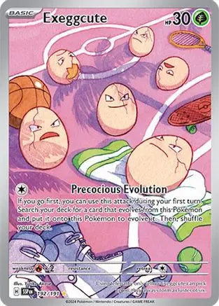 Exeggcute 192/191 - Holofoil SV08 Surging Sparks - Illustration Rare SV08: Surging Sparks Pokemon Single Squirtle Squad Card Shop.