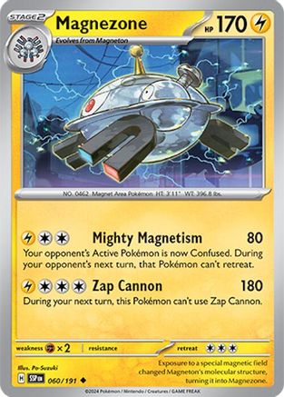 Magnezone 060 - Reverse Holofoil SV08 Surging Sparks - Uncommon SV08: Surging Sparks Pokemon Single Squirtle Squad Card Shop.