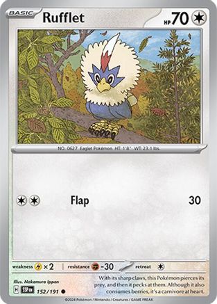 Rufflet 152 SV08 Surging Sparks - Common SV08: Surging Sparks Pokemon Single Squirtle Squad Card Shop.