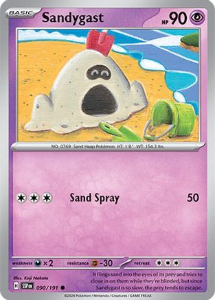 Sandygast 090 - Reverse Holofoil SV08 Surging Sparks - Common SV08: Surging Sparks Pokemon Single Squirtle Squad Card Shop.