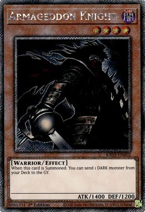 Armageddon Knight (Platinum Secret Rare) (RA03-EN002) - Quarter Century Bonanza 1st Edition Quarter Century Bonanza Yugioh Single Squirtle Squad Card Shop.
