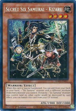 Secret Six Samurai - Kizaru (Secret Rare) (RA03-EN017) - Quarter Century Bonanza 1st Edition Quarter Century Bonanza Yugioh Single Squirtle Squad Card Shop.