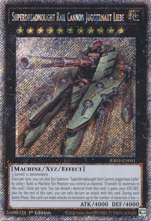Superdreadnought Rail Cannon Juggernaut Liebe (Platinum Secret Rare) (RA03-EN041) - Quarter Century Bonanza 1st Edition Quarter Century Bonanza Yugioh Single Squirtle Squad Card Shop.