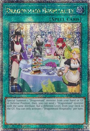 Dragonmaid Hospitality (Alternate Art) (Quarter Century Secret Rare) (RA03-EN068) - Quarter Century Bonanza 1st Edition Quarter Century Bonanza Yugioh Single Squirtle Squad Card Shop.