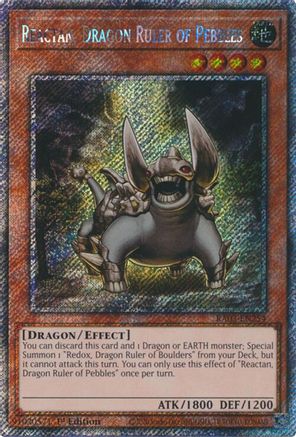 Reactan, Dragon Ruler of Pebbles (Platinum Secret Rare) (RA03-EN254) - Quarter Century Bonanza 1st Edition Quarter Century Bonanza Yugioh Single Squirtle Squad Card Shop.