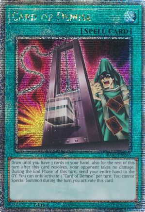 Card of Demise (Quarter Century Secret Rare) (RA03-EN265) - Quarter Century Bonanza 1st Edition Quarter Century Bonanza Yugioh Single Squirtle Squad Card Shop.