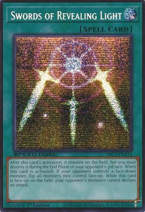 Swords of Revealing Light (PSR) (SBC2-ENA14) - Speed Duel: Battle City Finals 1st Edition Speed Duel: Battle City Finals Yugioh Single Squirtle Squad Card Shop.