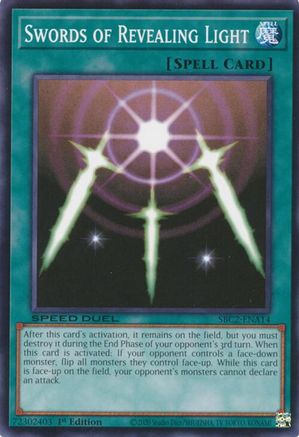 Swords of Revealing Light (SBC2-ENA14) (SBC2-ENA14) - Speed Duel: Battle City Finals 1st Edition Speed Duel: Battle City Finals Yugioh Single Squirtle Squad Card Shop.