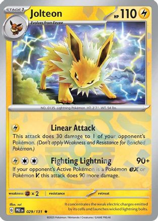 Jolteon (Master Ball Pattern) 029 - Holofoil SV Prismatic Evolutions - Rare SV: Prismatic Evolutions Pokemon Single Squirtle Squad Card Shop.