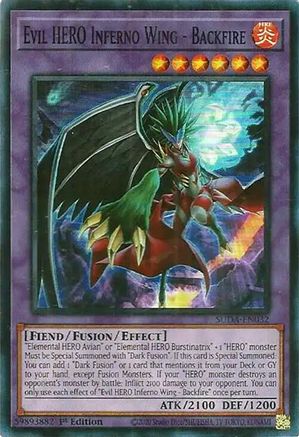Evil HERO Inferno Wing - Backfire (SUDA-EN032) - Supreme Darkness 1st Edition Supreme Darkness Yugioh Single Squirtle Squad Card Shop.