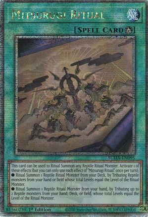 Mitsurugi Ritual (Quarter Century Secret Rare) (SUDA-EN095) - Supreme Darkness 1st Edition Supreme Darkness Yugioh Single Squirtle Squad Card Shop.