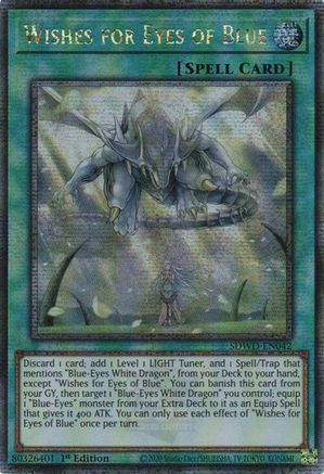 Wishes for Eyes of Blue (Quarter Century Secret Rare) (SDWD-EN042) - Structure Deck: Blue-Eyes White Destiny Unlimited Structure Deck: Blue-Eyes White Destiny Yugioh Single Squirtle Squad Card Shop.
