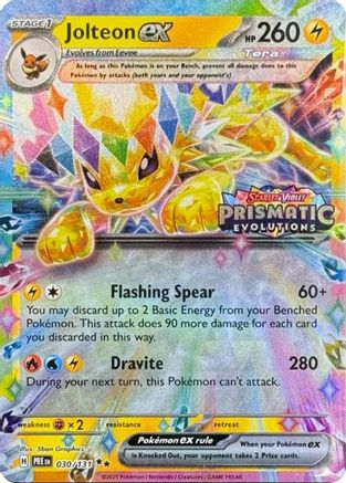 Jolteon ex (Prismatic Evolutions Stamp) 030/131 - Holofoil Miscellaneous Cards & Products - Promo Miscellaneous Cards & Products Pokemon Single Squirtle Squad Card Shop.