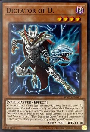 Dictator of D. (Unlimited Misprint) (SDWD-EN015) - Structure Deck: Blue-Eyes White Destiny Unlimited Structure Deck: Blue-Eyes White Destiny Yugioh Single Squirtle Squad Card Shop.