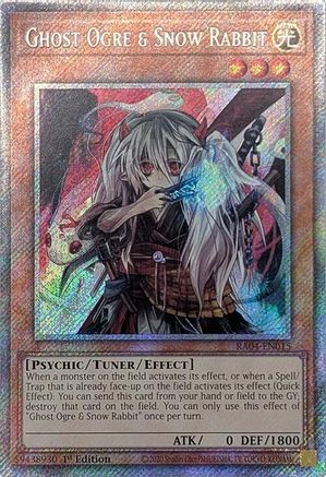 Ghost Ogre & Snow Rabbit (Platinum Secret Rare) (RA04-EN015) - Quarter Century Stampede 1st Edition Quarter Century Stampede Yugioh Single Squirtle Squad Card Shop.