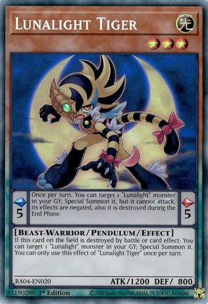 Lunalight Tiger (PCR) (RA04-EN020) - Quarter Century Stampede 1st Edition Quarter Century Stampede Yugioh Single Squirtle Squad Card Shop.