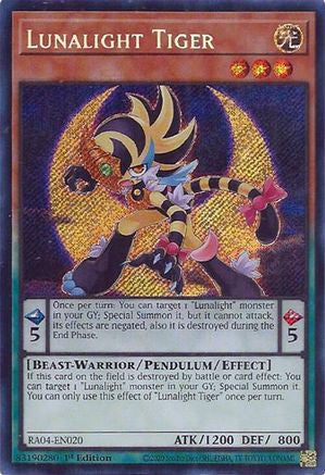 Lunalight Tiger (Secret Rare) (RA04-EN020) - Quarter Century Stampede 1st Edition Quarter Century Stampede Yugioh Single Squirtle Squad Card Shop.