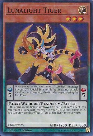 Lunalight Tiger (RA04-EN020) - Quarter Century Stampede 1st Edition Quarter Century Stampede Yugioh Single Squirtle Squad Card Shop.