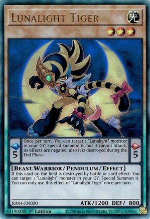 Lunalight Tiger (PUR) (RA04-EN020) - Quarter Century Stampede 1st Edition Quarter Century Stampede Yugioh Single Squirtle Squad Card Shop.