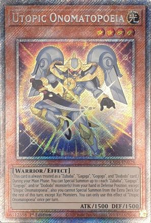 Utopic Onomatopoeia (Platinum Secret Rare) (RA04-EN028) - Quarter Century Stampede 1st Edition Quarter Century Stampede Yugioh Single Squirtle Squad Card Shop.