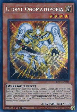 Utopic Onomatopoeia (Secret Rare) (RA04-EN028) - Quarter Century Stampede 1st Edition Quarter Century Stampede Yugioh Single Squirtle Squad Card Shop.