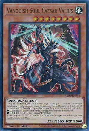 Vanquish Soul Caesar Valius (UR) (RA04-EN046) - Quarter Century Stampede 1st Edition Quarter Century Stampede Yugioh Single Squirtle Squad Card Shop.