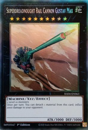 Superdreadnought Rail Cannon Gustav Max (PCR) (RA04-EN063) - Quarter Century Stampede 1st Edition Quarter Century Stampede Yugioh Single Squirtle Squad Card Shop.