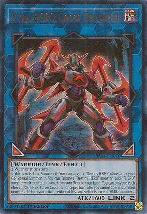 Xtra HERO Cross Crusader (UR) (RA04-EN076) - Quarter Century Stampede 1st Edition Quarter Century Stampede Yugioh Single Squirtle Squad Card Shop.