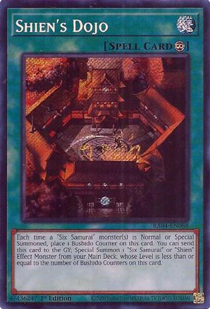Shien's Dojo (Secret Rare) (RA04-EN088) - Quarter Century Stampede 1st Edition Quarter Century Stampede Yugioh Single Squirtle Squad Card Shop.