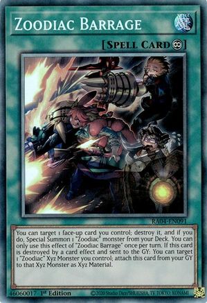 Zoodiac Barrage (PCR) (RA04-EN091) - Quarter Century Stampede 1st Edition Quarter Century Stampede Yugioh Single Squirtle Squad Card Shop.