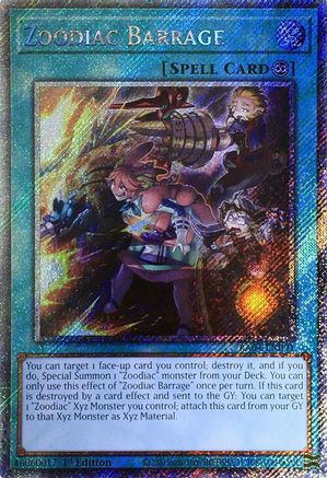 Zoodiac Barrage (Platinum Secret Rare) (RA04-EN091) - Quarter Century Stampede 1st Edition Quarter Century Stampede Yugioh Single Squirtle Squad Card Shop.