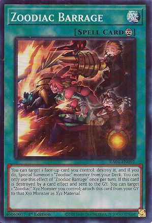 Zoodiac Barrage (RA04-EN091) - Quarter Century Stampede 1st Edition Quarter Century Stampede Yugioh Single Squirtle Squad Card Shop.