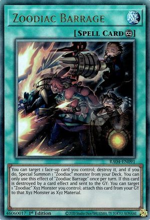 Zoodiac Barrage (PUR) (RA04-EN091) - Quarter Century Stampede 1st Edition Quarter Century Stampede Yugioh Single Squirtle Squad Card Shop.