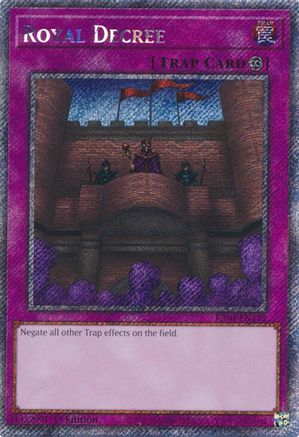 Royal Decree (Platinum Secret Rare) (RA04-EN113) - Quarter Century Stampede 1st Edition Quarter Century Stampede Yugioh Single Squirtle Squad Card Shop.