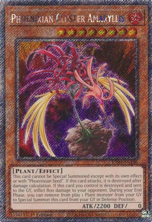 Phoenixian Cluster Amaryllis (Platinum Secret Rare) (RA04-EN136) - Quarter Century Stampede 1st Edition Quarter Century Stampede Yugioh Single Squirtle Squad Card Shop.