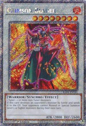 Crimson Blader (Platinum Secret Rare) (RA04-EN161) - Quarter Century Stampede 1st Edition Quarter Century Stampede Yugioh Single Squirtle Squad Card Shop.