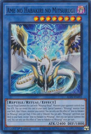 Ame no Habakiri no Mitsurugi (ALIN-EN092) - Alliance Insight 1st Edition Alliance Insight Yugioh Single Squirtle Squad Card Shop.