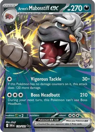Pokémon TCG – Arven's Mabosstiff ex 139/182 – Destined Rivals – Double Rare SV10: Destined Rivals Pokemon Single Squirtle Squad Card Shop.