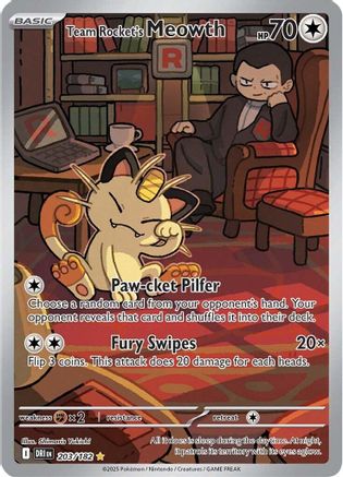 Team Rocket's Meowth 203/182 - Holofoil SV10 Destined Rivals - Illustration Rare SV10: Destined Rivals Pokemon Single Squirtle Squad Card Shop.