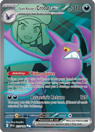 Team Rocket's Crobat ex 217/182 - Holofoil Destined Rivals Ultra Rare - Pokémon TCG Card SV10: Destined Rivals Pokemon Single Squirtle Squad Card Shop.