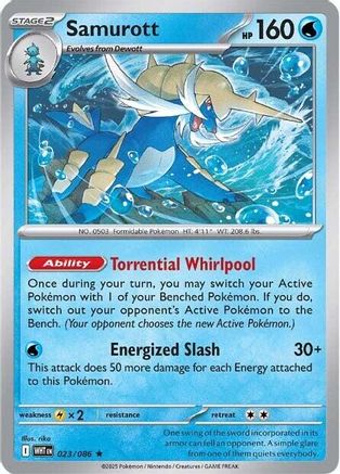 Samurott 023 - Reverse Holofoil SV White Flare - Rare SV: White Flare Pokemon Single Squirtle Squad Card Shop.