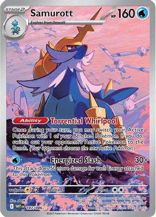 Samurott 107/086 - Holofoil SV White Flare - Illustration Rare SV: White Flare Pokemon Single Squirtle Squad Card Shop.