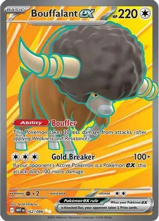 Bouffalant ex 162/086 - Holofoil SV White Flare - Ultra Rare SV: White Flare Pokemon Single Squirtle Squad Card Shop.