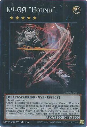 K9-00 "Hound" (Super Rare) (JUSH-EN036) - Justice Hunters 1st Edition Justice Hunters Yugioh Single Squirtle Squad Card Shop.