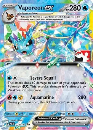 Vaporeon ex 023/131 - Holofoil Prize Pack Series Cards - Double Rare